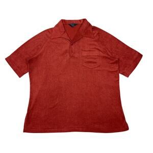 Vintage 70s JC Penney Terry Cloth Polo Shirt Men's XL Rockabilly Disco